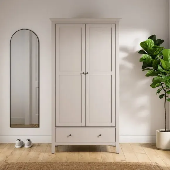 Double Wardrobe with Drawer - Natural, Wood