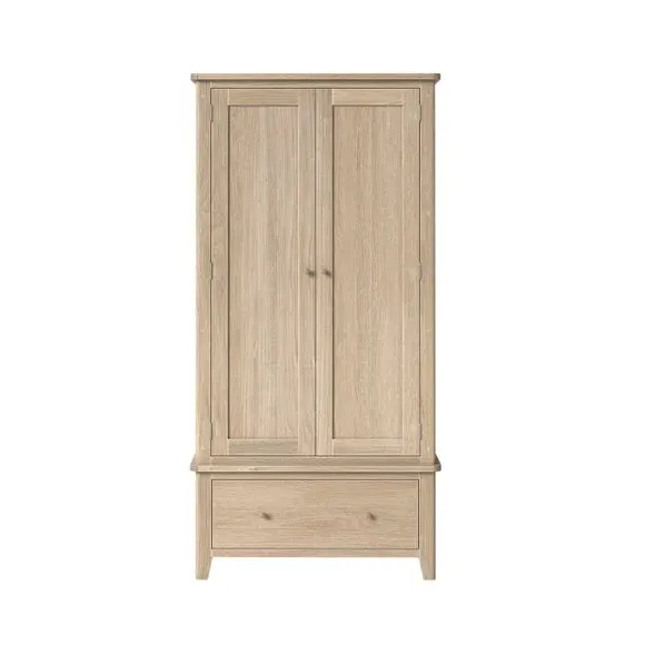 Double Wardrobe with Drawer - Oak, Pine