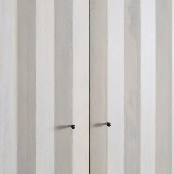 Double Wardrobe with Drawer - Off-White, Mango Wood