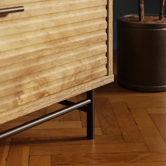 Double Wardrobe with Drawer - Wood, Mango Effect