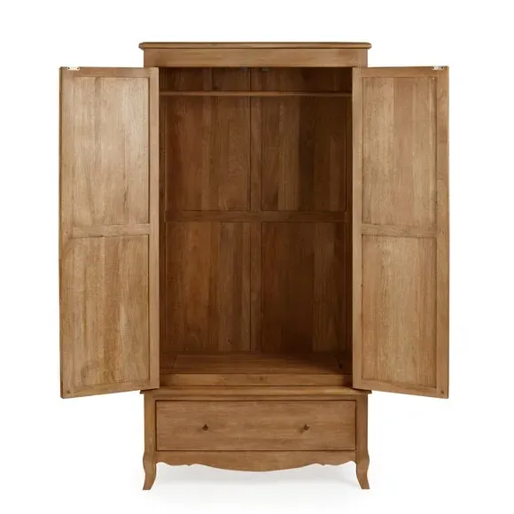 Double Wardrobe with Drawer - Wood, Mango Wood