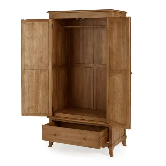 Double Wardrobe with Drawer - Wood, Mango Wood
