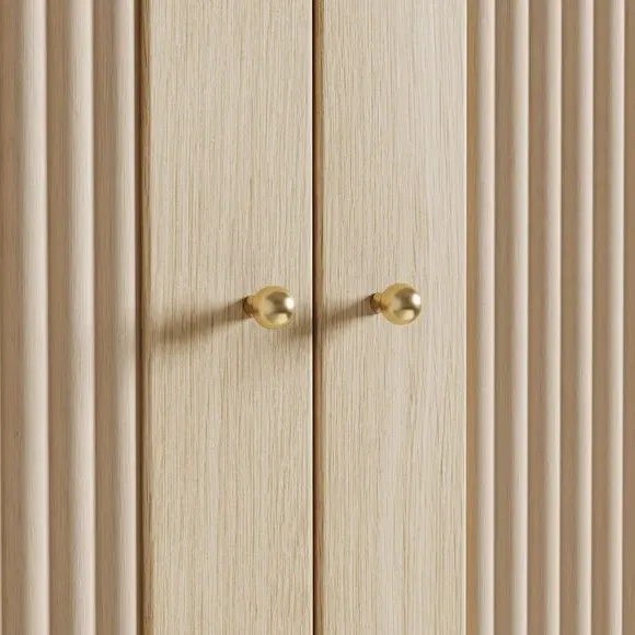 Double Wardrobe with Gold Handles - Light Oak