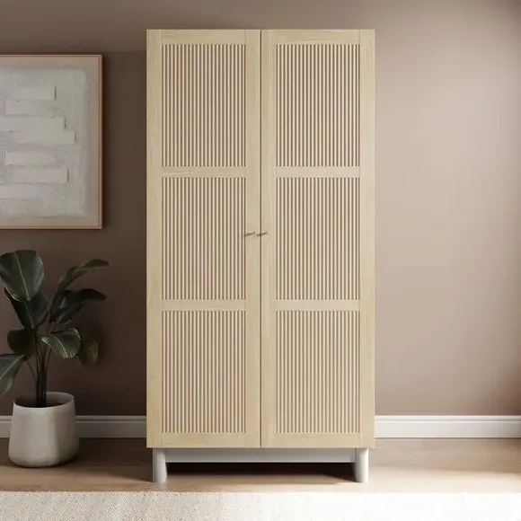 Double Wardrobe with Gold Handles - Light Oak image