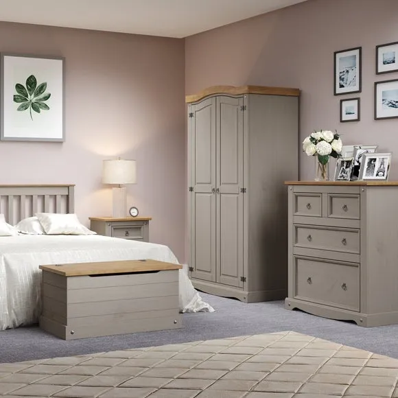 Double Wardrobe with Iron Handles - Grey