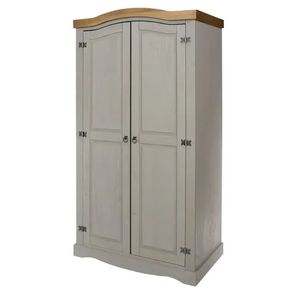 Double Wardrobe with Iron Handles - Grey