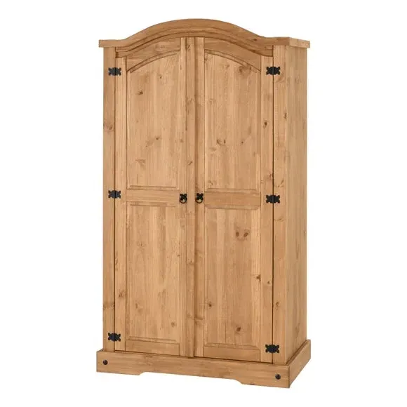 Double Wardrobe with Iron Handles - Pine