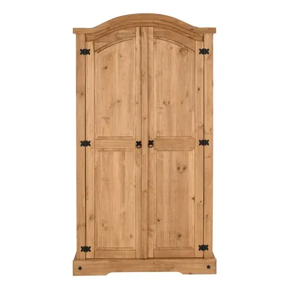 Double Wardrobe with Iron Handles - Pine