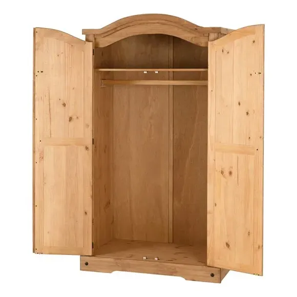 Double Wardrobe with Iron Handles - Pine