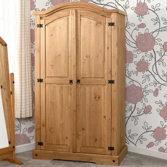 Double Wardrobe with Iron Handles - Pine
