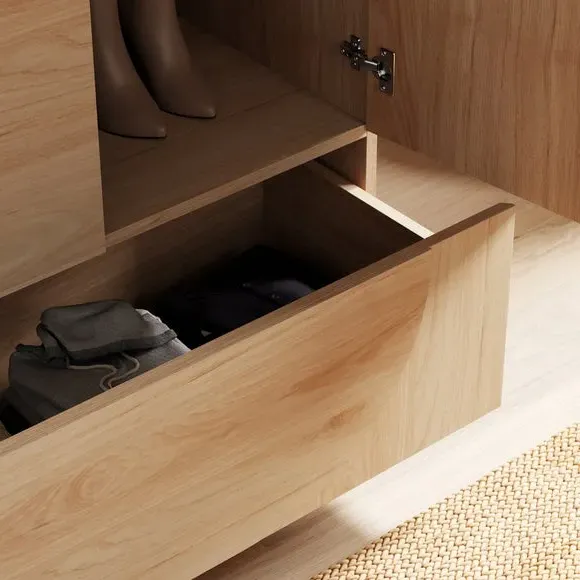 Double Wardrobe with Push Doors - Light Oak