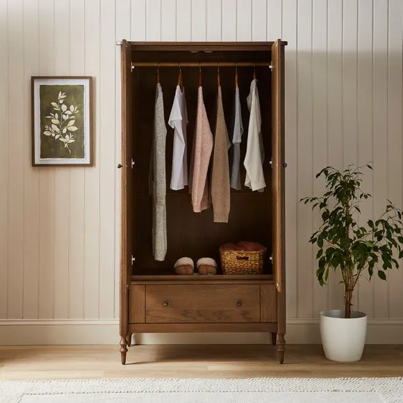 Double Wardrobe with Rails - Light Oak, Wood