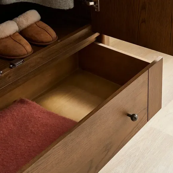 Double Wardrobe with Rails - Light Oak, Wood