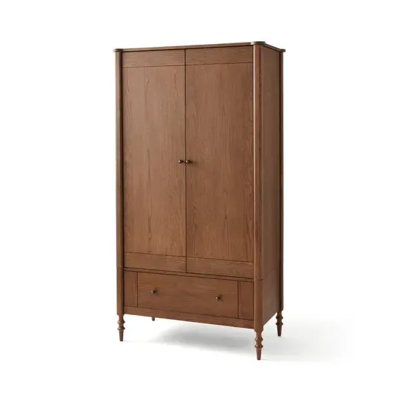 Double Wardrobe with Rails - Light Oak, Wood