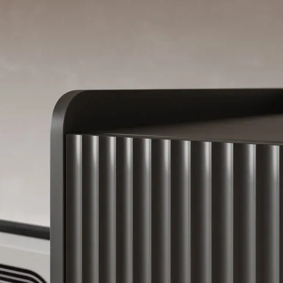 Double Wardrobe with Ribbed Detail - Black
