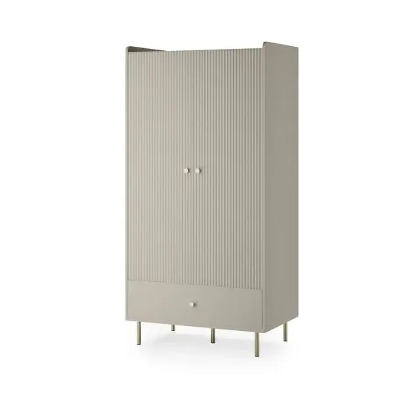 Double Wardrobe with Ribbed Detail - Natural