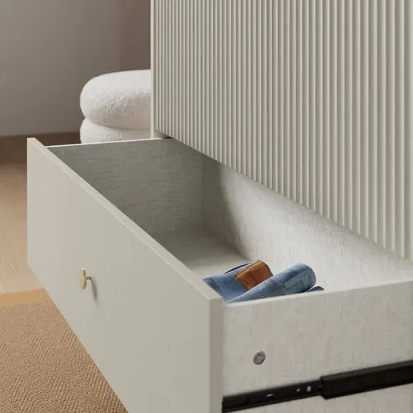 Double Wardrobe with Ribbed Detail - Natural