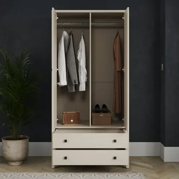Double Wardrobe with Soft-Close - Warm Grey