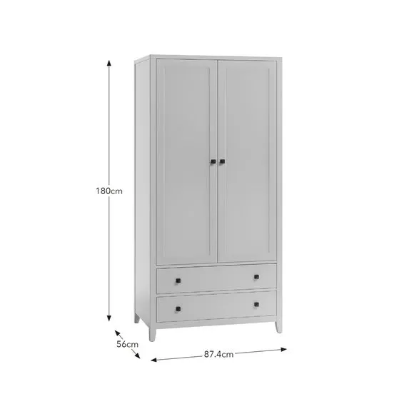 Double Wardrobe with Soft-Close - Warm Grey