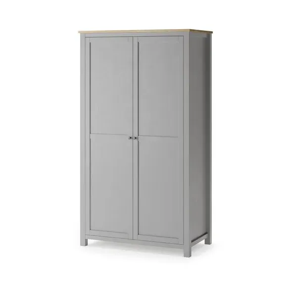 Double Wardrobe with Storage Shelf - Grey