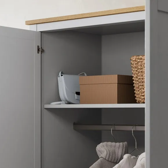 Double Wardrobe with Storage Shelf - Grey