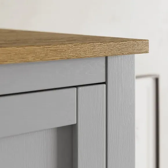 Double Wardrobe with Storage Shelf - Grey