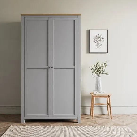 Double Wardrobe with Storage Shelf - Grey image