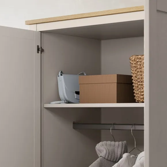 Double Wardrobe with Storage Shelf - Stone