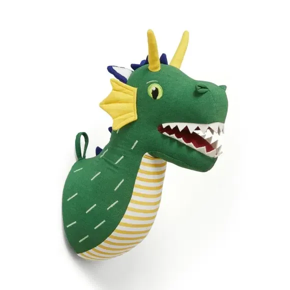 Dragon Wall Head Decor - Blue, Cotton