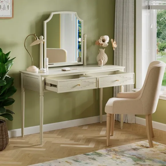 Dressing Table with Mirror - Stone, Wood