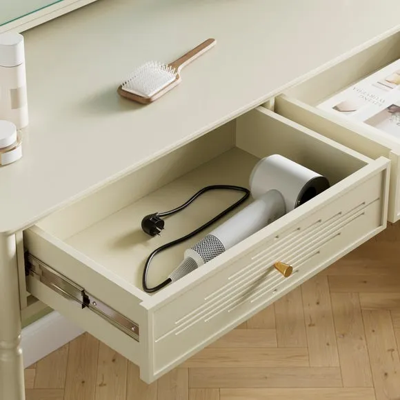 Dressing Table with Mirror - Stone, Wood