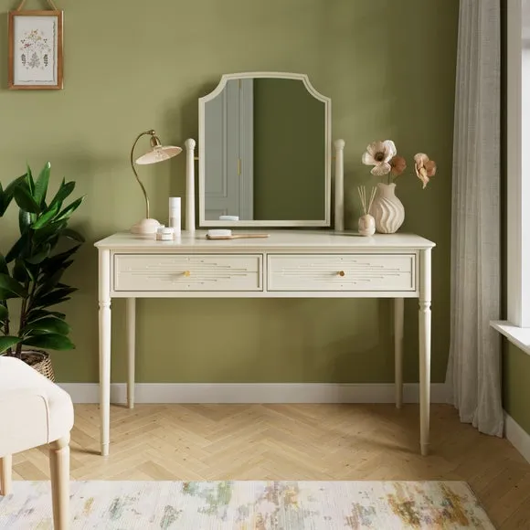 Dressing Table with Mirror - Stone, Wood