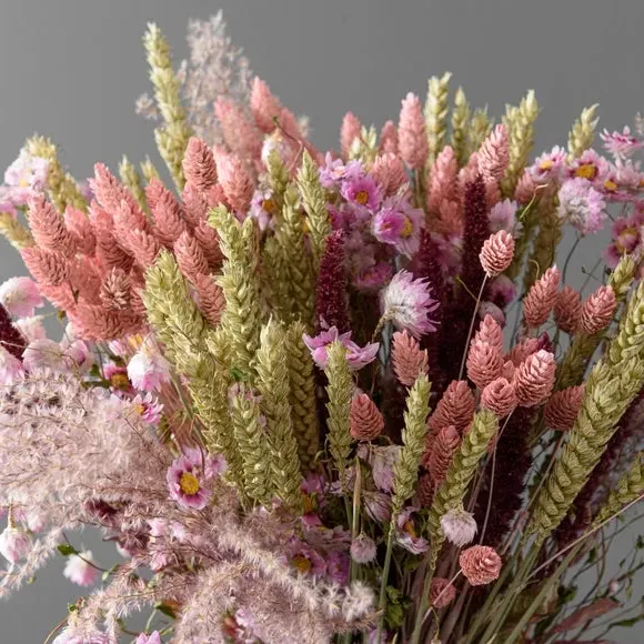Dried Phalaris Bouquet - Pink