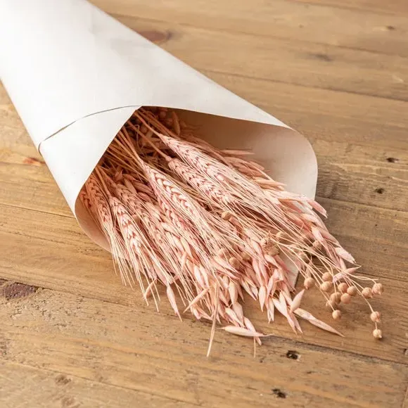 Dried Wheat Grass Bouquet - Pink, Natural