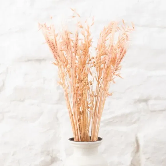 Dried Wheat Grass Bouquet - Pink, Natural