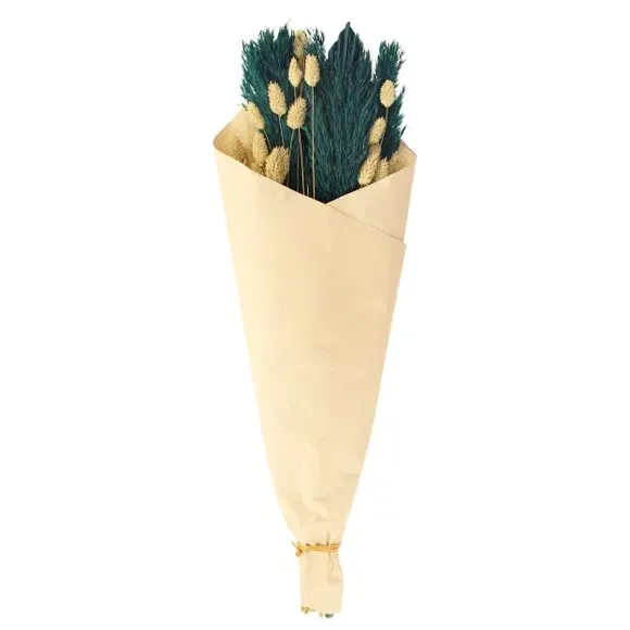 Dried Wheat Grass Bouquet - Teal, Natural