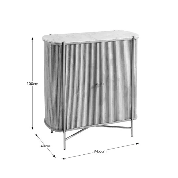 Drinks Cabinet with Marble Top - Light Wood