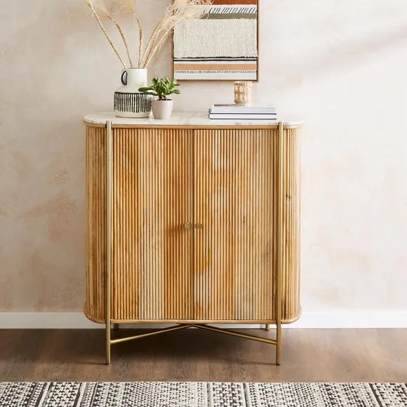 Drinks Cabinet with Marble Top - Light Wood image