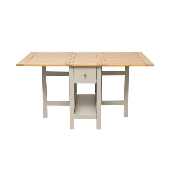 Drop Leaf Dining Table - Grey, Solid Oak