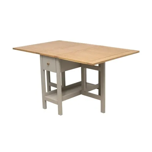 Drop Leaf Dining Table - Grey, Solid Oak