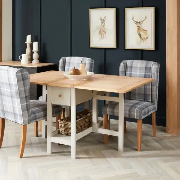 Drop Leaf Dining Table - Grey, Solid Oak image