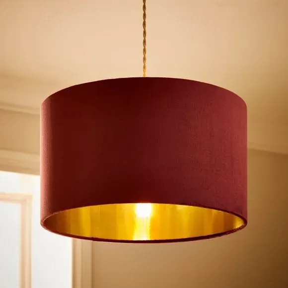 Drum Lamp Shade - Aubergine, Velvet