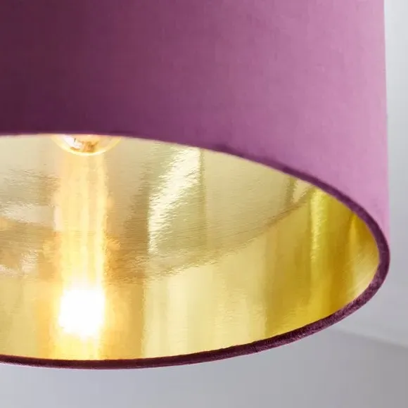 Drum Lamp Shade - Aubergine, Velvet