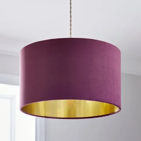 Drum Lamp Shade - Aubergine, Velvet image