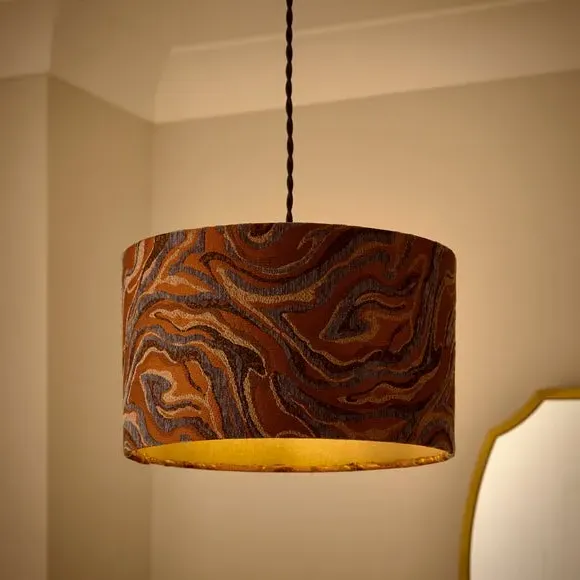 Drum Lamp Shade - Brown, Jacquard