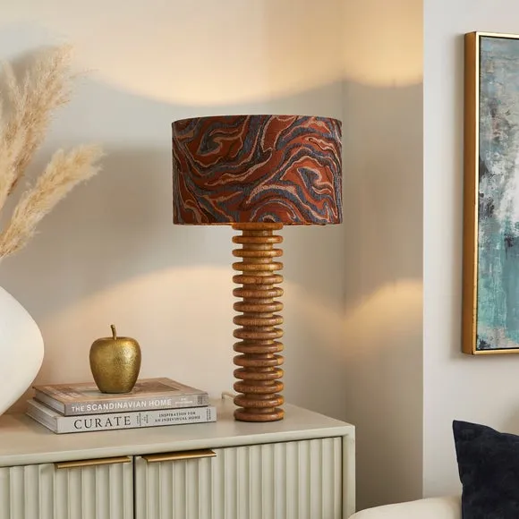 Drum Lamp Shade - Brown, Jacquard