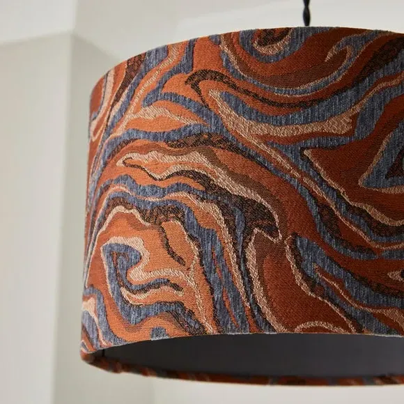 Drum Lamp Shade - Brown, Jacquard