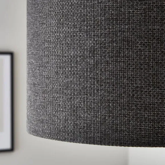 Drum Lamp Shade Easy Fit - Charcoal, Barkweave