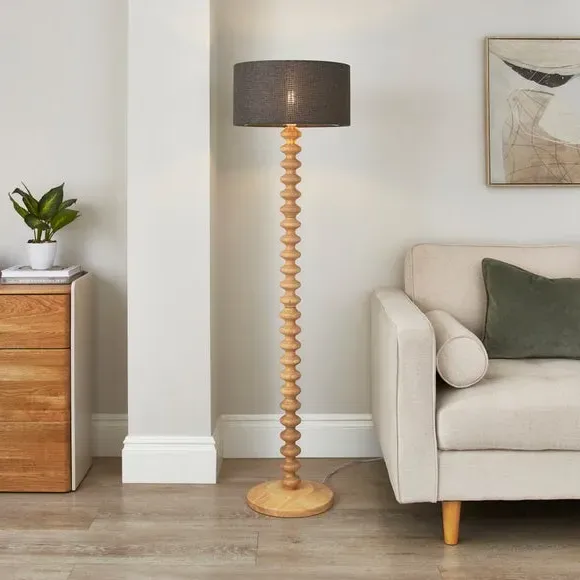 Drum Lamp Shade Easy Fit - Charcoal, Barkweave