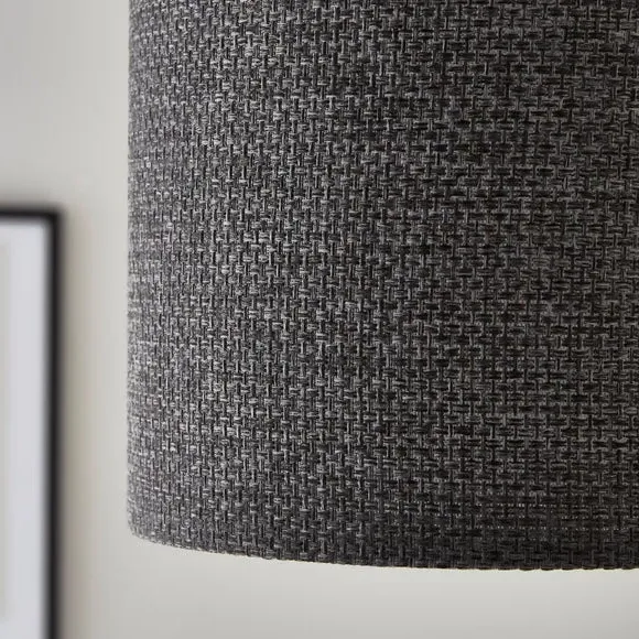 Drum Lamp Shade Easy Fit - Charcoal, Barkweave